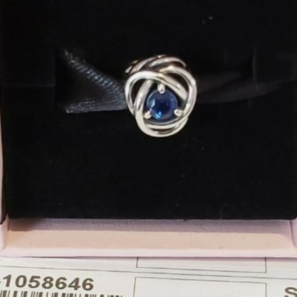Authentic PANDORA Sterling Silver September Blue Eternity Circle Charm 790065C07 - Picture 1 of 8